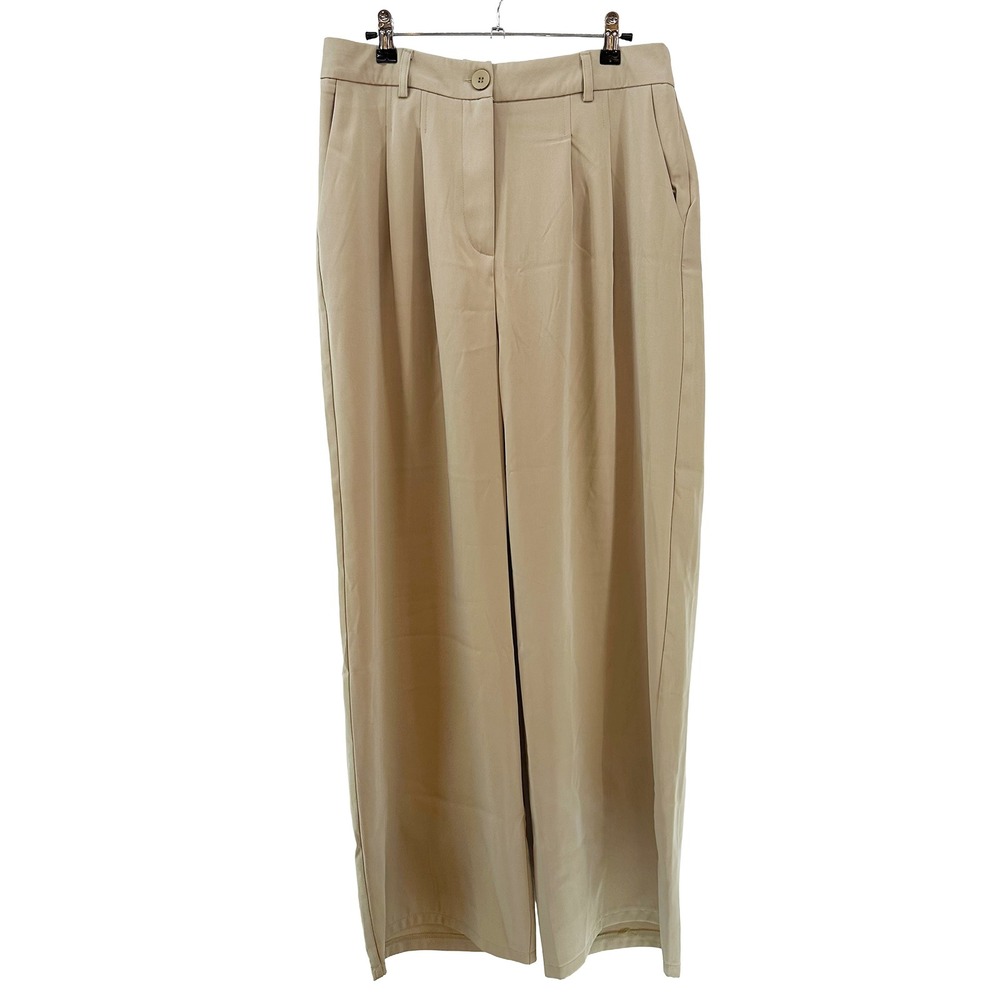 PRINCESS POLLY Archer Wide Leg High Waist Pleated Dress Pants‎ NWT • 12 • khaki